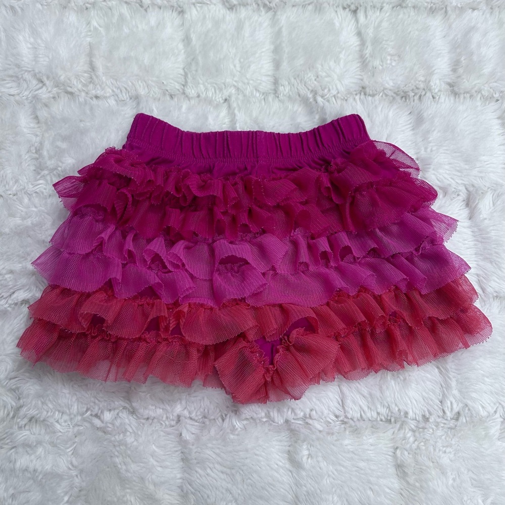 The Place Baby Girl Pink Red Tiered Tulle Tutu Shorts Size 3-6 M